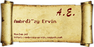 Ambrózy Ervin névjegykártya